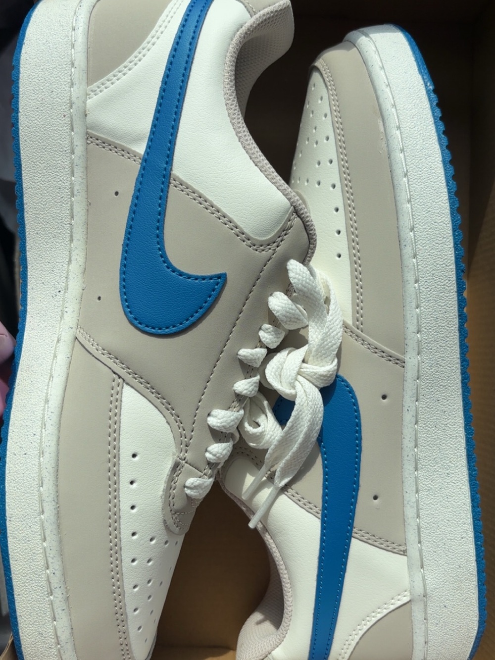 Nike Men’s Low-Top Sneakers in Blue and Cream